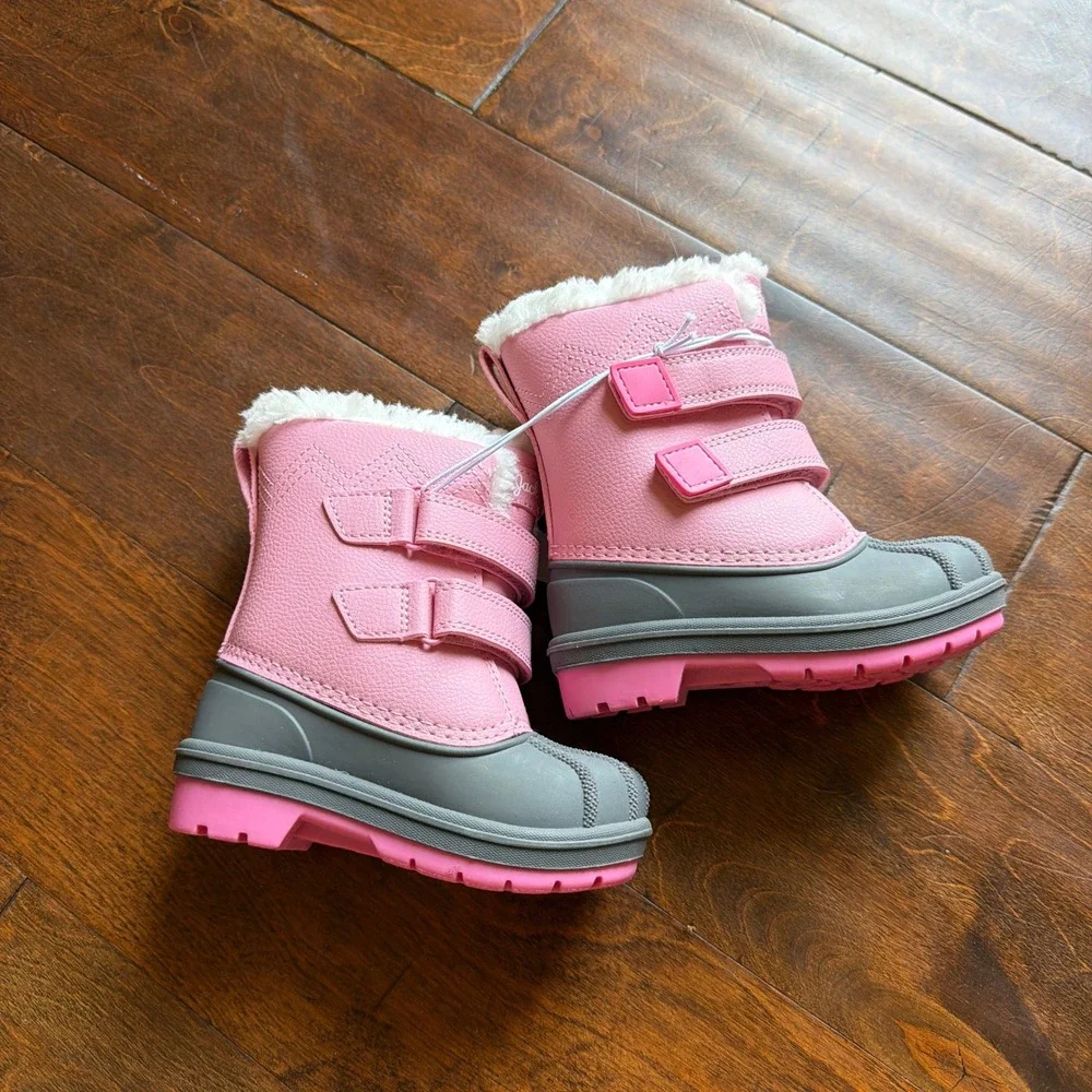 Cat & Jack Denver Pink Waterproof Snow Boots Faux Fur Trim Toddler Size 6 NEW